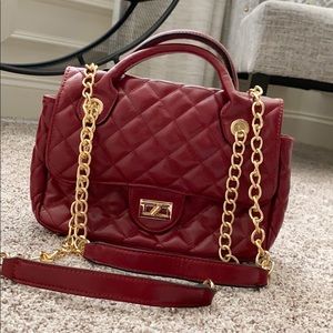 Dark Red Quilted Shoulder Bag